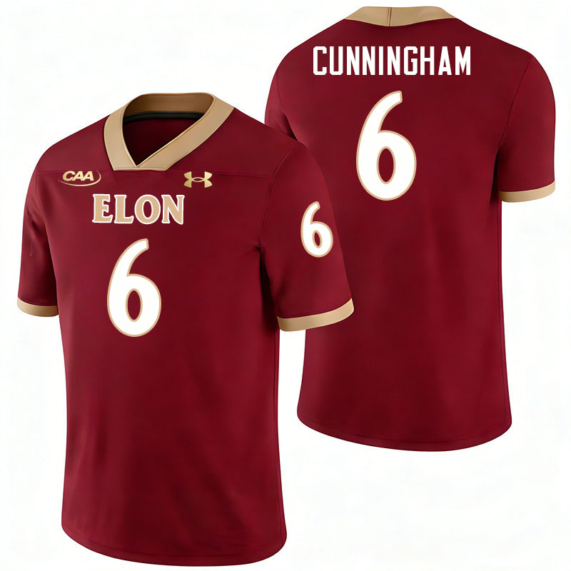 Elon Phoenix #6 Asher Cunningham College Football Jerseys,Uniforms-Maroon